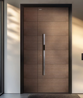 Porte d'entrée principale en aluminium moulé résistant aux intempéries, traitement de surface imitation bois, anti-rouille, porte extérieure