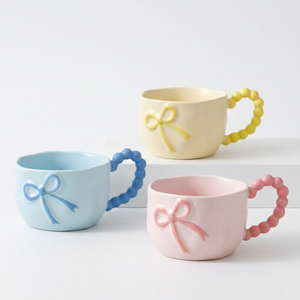 Juego de tazas de cerámica con diseño de lazo, acabado mate, colores pastel para el té de la tarde, taza de cerámica - Product Image 6