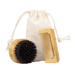 Kit de peigne et <span class=keywords><strong>brosse</strong></span> à moustache en bois, pour hommes, logo personnalisé OEM, croissance des poils de <span class=keywords><strong>sanglier</strong></span>, <span class=keywords><strong>barbe</strong></span>, moustache - Product Image 1