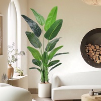 Plante de palmier de voyageur simulé Décoration de salon au sol en pot, ornement de plante oiseau de paradis simulé