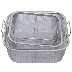 Panier à friture en acier inoxydable, remplacement de la friteuse, passoire, outil de cuisine, treillis métallique, poignée détachable, panier à friture, F1-307