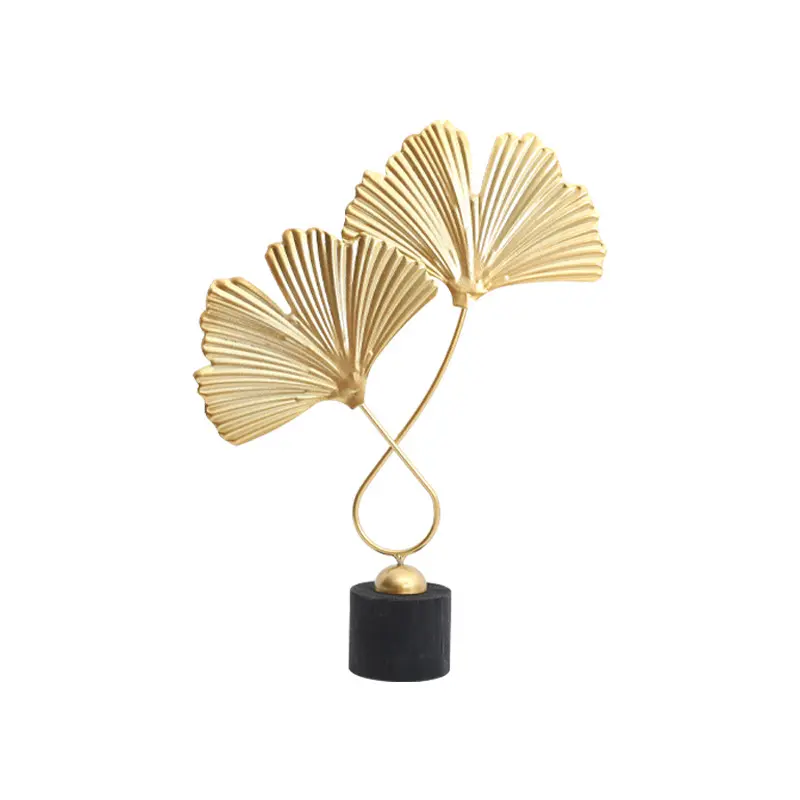 Golden ginkgo ornaments decoration home decorations for Modern Home Decoration Nordic Miniature Metal Ornaments