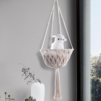 Meilleure vente transfrontalière : Lit pour chat tressé à la main avec pompons, hamac d'été style bohème pour chats, respirant et chaud