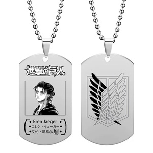 אנימה התקפה על שרשרת titan ykasa levi אקרמן נירוסטה תליון אופנה גבר אישה cosplay - Product Image 2