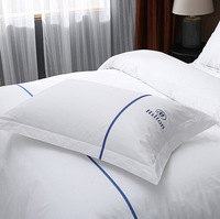 Ensemble de draps de lit de luxe 5 étoiles hôtel 100% coton égyptien 600 fils avec bordure de ruban ensemble de literie ensemble de linge de lit