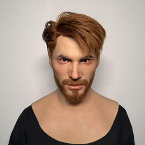 Masque de tête entière en silicone réaliste pour homme, cheveux bruns, avec <span class=keywords><strong>barbe</strong></span>, souple et flexible, pour cosplay, mascarade, déguisement - Product Image 6