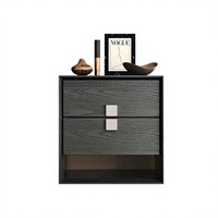 Table de chevet moderne en bois massif DU'S, style minimaliste nordique, double tiroir de rangement, solide et stable