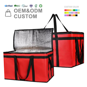Borsa Termica per Consegna Cibo Taglia XXXL, Grande Capacità, Motivo a Righe Rosse, per Conservazione a Freddo di Alimenti e Consegna Pizza - Product Image 1