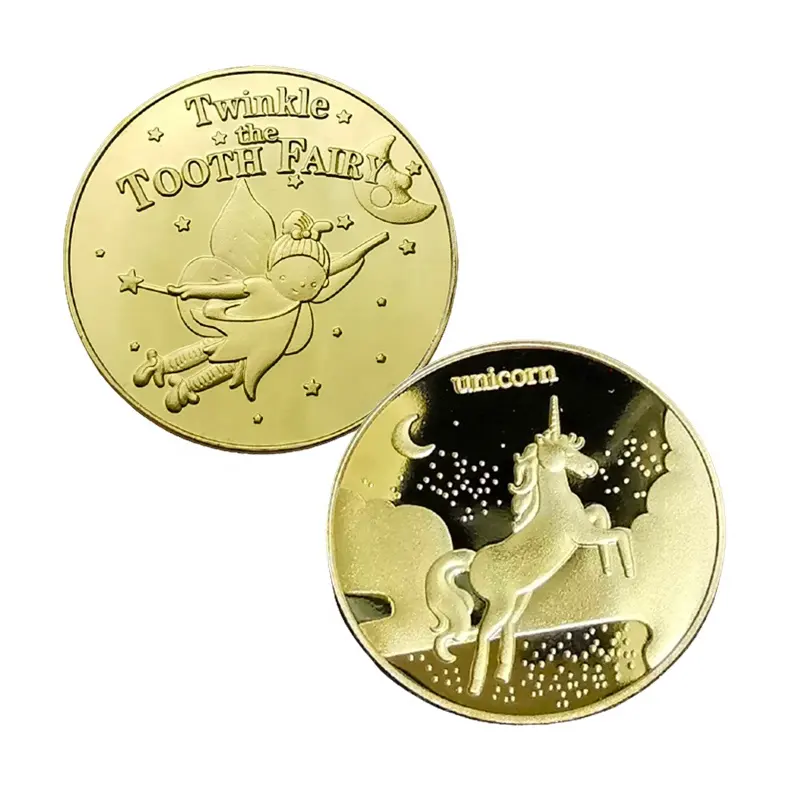Custom Made Cartoon Logo Souvenir 24K Vergulde Kinderen Tand Uitwisseling Gift Souvenir Metalen Tand Fairy Coin