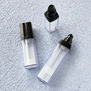 Conjunto de cosméticos vazio recarregável, conjunto acrílico de 30ml/50ml de plástico de parede dupla, spray de loção fino, soro, garrafas sem vácuo