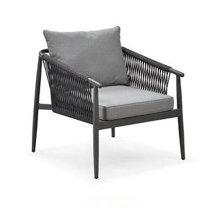 Ensemble de meubles de patio modernes 4 pièces, ensemble de canapés <span class=keywords><strong>en</strong></span> aluminium et corde pour jardin, balcon, terrasse, adapté aux espaces extérieurs - Product Image 6
