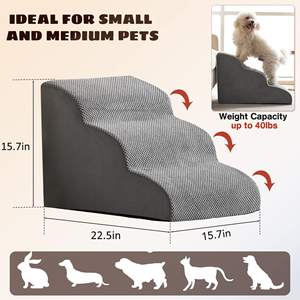 Rampa para perros de 3 niveles, parte inferior antideslizante, extraíble, ecológica, para cama, escaleras para mascotas, escaleras ortopédicas de lujo de tres pasos, escaleras para perros de espuma viscoelástica - Product Image 2