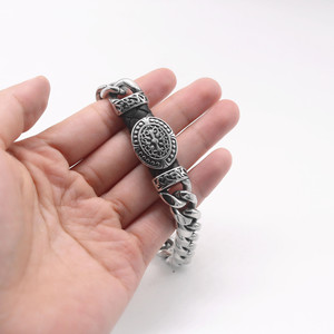 yunnique Men's Tibetan Silver Chain <b>Bracelet</b> Black <b>Leather</b> Cord Cross Design Gift Jewelry - Product Image 4