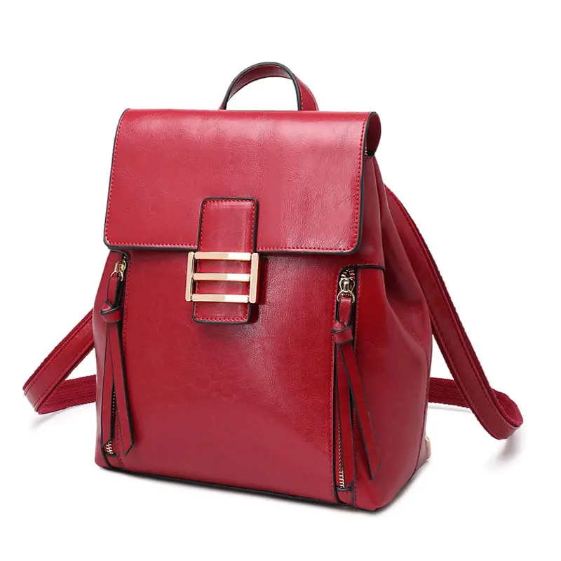 Bag women's new leather bag women's European and American style fashion oil wax retro cowhide women's backpack trend