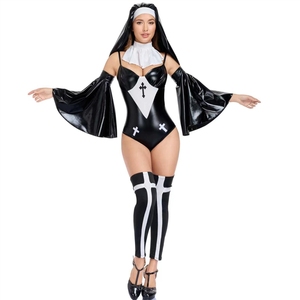 Disfraz <span class=keywords><strong>de</strong></span> Monja <span class=keywords><strong>Sexy</strong></span> Oscuro para Halloween, Tallas M-XL, Mono con Cruz para Fiesta <span class=keywords><strong>de</strong></span> Adultos - Product Image 1