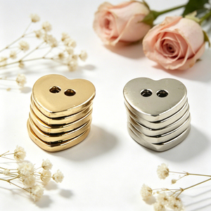 Shiny Silver Heart Shape <b>Buttons</b> Two Holes Sewing Fastener <b>Buttons</b> For Dress Shirt Clothes Decoration - Product Image 4