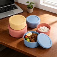Boîte de rangement alimentaire empilable 350-1500 ml, compatible micro-ondes, réutilisable, avec couvercle, pour le travail, le camping, les voyages, boîte à lunch ronde en silicone