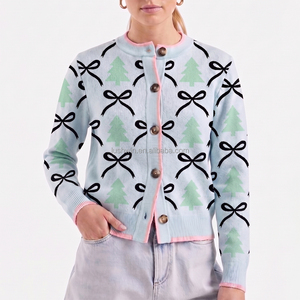 Cardigan <span class=keywords><strong>en</strong></span> tricot pour femme, motif bonhomme <span class=keywords><strong>en</strong></span> pain d'épices, boutonné, col rond, <span class=keywords><strong>pull</strong></span> de Noël pour les fêtes d'hiver, tenues de boutique - Product Image 2