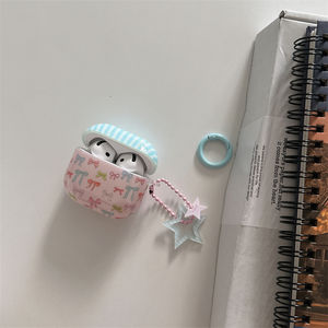 Funda de auriculares compatible con impresión suave IMD para <span class=keywords><strong>AirPods</strong></span> 3rd 4th Generation 2nd <span class=keywords><strong>Pro</strong></span> Generation-Colgante de estrella con nudo de mariposa colorido - Product Image 2