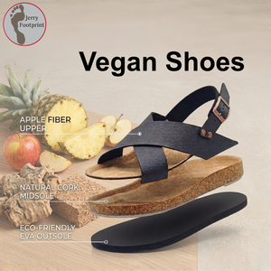 Eco-friendly <strong>Vegan</strong> <strong>Leather</strong> <strong>Shoes</strong> Sustainable Pineapple &amp; Apple Fiber Upper Cork Foot Bed Sandals - Product Image 1