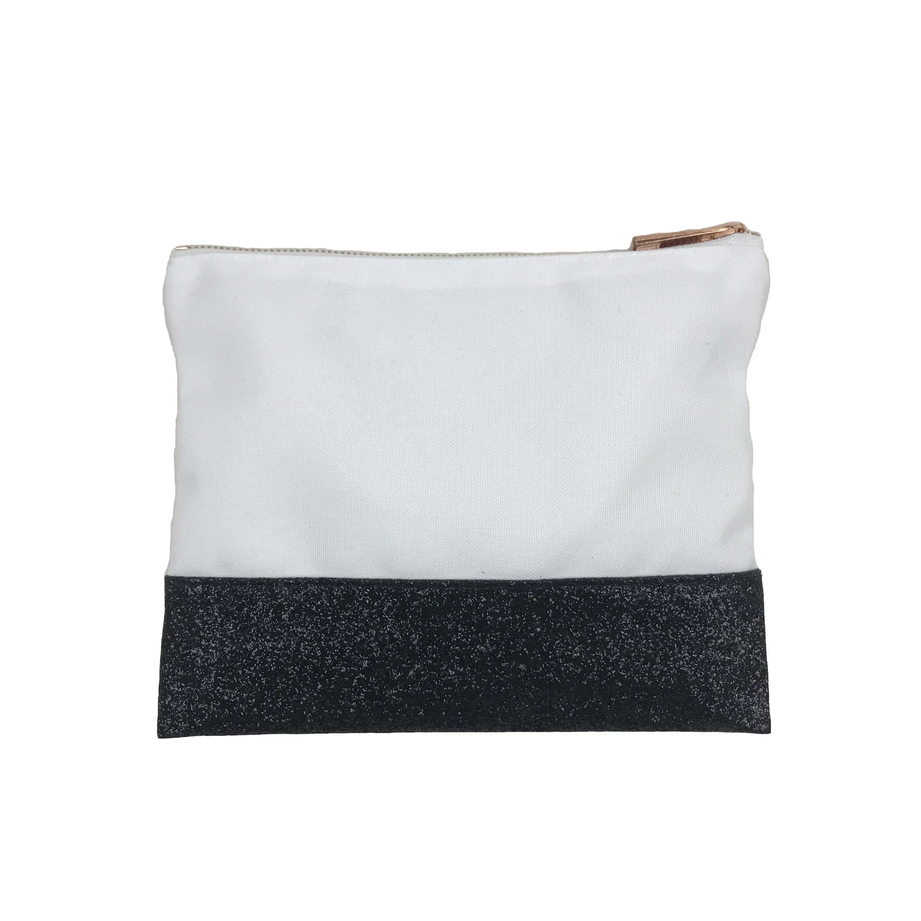 Túi Đựng Mỹ Phẩm Trang Điểm Mini Vải Bố Polyester Giá Rẻ Tùy Chỉnh Có Khóa Kéo Màu Vàng Hồng Kim Loại