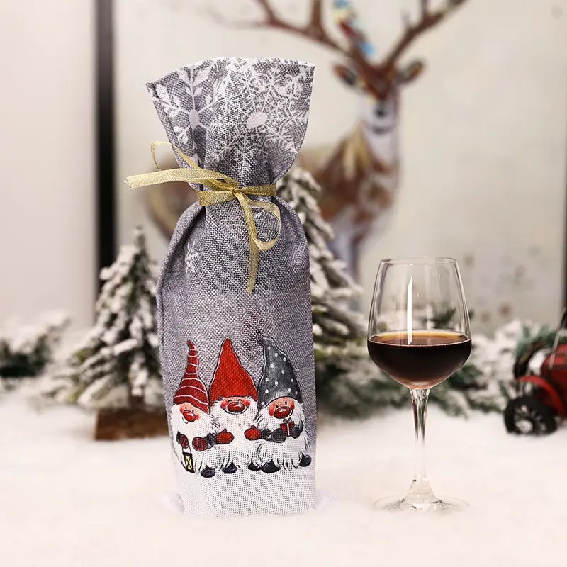 Christmas wine bottle covers Christmas decorations Family dinner decorations Christmas presents tree decorations New Year 2023