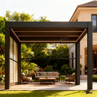Pergola Bioclimatique Moderne Extérieure LUMISONG Personnalisée en WPC 3x3m-4*8m Facilement Assemblable Noir/Argent/Blanc