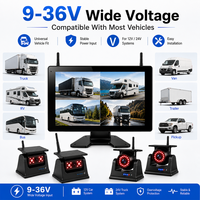 Système de caméra de véhicule sans fil AHD 4 canaux 10,1 pouces 1080P avec vision nocturne, moniteur tactile IPS, étanche IP68, écran partagé pour camion, camping-car, bus