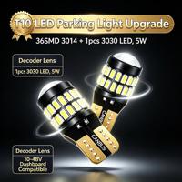 T10 LED Parkleuchte 36SMD 3014 Linse CANBUS Fehlerfrei 10-48V 1,6W W5W Glühbirne Auto LKW Armaturenbrett Seitenmarkierungsleuchte 6000K 208LM