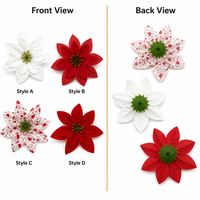 Têtes de fleurs de poinsettia artificielles de Noël 12 cm en tissu de soie satinée et velours, 4 styles, pour décoration DIY mariage, fête, maison, 30 pièces/sac