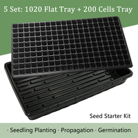 Lot de 5 plateaux de semis en plastique extra-résistants à 200 alvéoles avec fond solide, plateaux de semis pour légumes, fleurs et serres