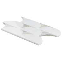 Mosaïque de marbre blanc élégante à motif écailles de poisson, style moderne, forme carrée, épaisseur 8 mm, pour mur intérieur et crédence de cuisine
