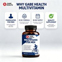 Multivitamines pour hommes en marque blanche OEM, 20 vitamines et minéraux, vitamines C, D, zinc, complexe B, 60 gélules pour l'énergie et la vitalité, personnalisable