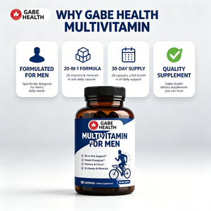 Multivitamines pour hommes en marque blanche OEM, 20 vitamines et minéraux, vitamines C, D, zinc, complexe B, 60 gélules pour l'énergie et la vitalité, personnalisable - Product Image 4