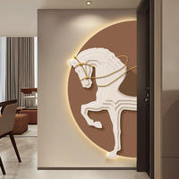 Peinture décorative d'entrée moderne Lumières de peinture Lumières d'entrée Art mural de couloir de luxe Demi-rond Art mural de sens haut de gamme