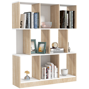HOMCOM-Librería de pared moderna de madera de 8 niveles, estantería de roble y blanco para sala de estar y dormitorio - Product Image 5