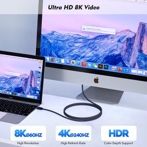 Syong Thunderbolt 4 Cáp 40gpbs truyền dữ liệu, 240W giao hàng điện, 8K 60Hz USB-C 4.0 Cáp với nylon bện cho PC, máy tính bảng - Product Image 4