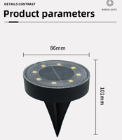 Projecteur LED Solaire Extérieur IP68 Étanche Certifié ROHS à Encastrer pour Jardin, Pelouse et Décoration de Chemin