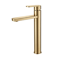 Robinet de lavabo haut en acier inoxydable 304, monocommande, à poser sur le comptoir, finition brossée, mitigeur de salle de bain