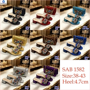 Set di borse per scarpe italiane Sinya New Style da donna Set di bellissime scarpe in Pu Set di borse abbinate <span class=keywords><strong>con</strong></span> pietre - Product Image 2