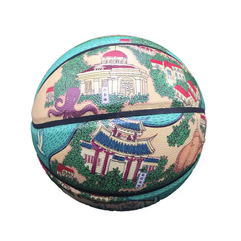 Custom made 2024 Basketball Ball Pattern Printing Photos Printed on Leather Men's Size 7 Basketball Ball with high quality