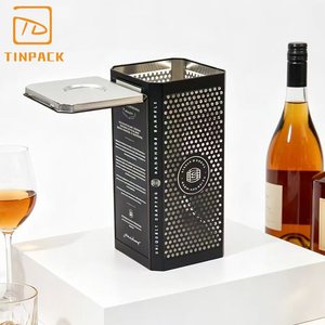 Caja de Metal Negra de Alta Gama Personalizada con Logotipo Impreso para Whisky, <span class=keywords><strong>Vodka</strong></span> y Tequila, Envase de Metal para Vino, para Regalos de Lujo - Product Image 3