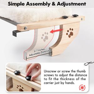 Lits personnalisés pour animaux domestiques Perchoir de fenêtre pour seuil de chat Siège de fenêtre pour hamac robuste avec housse de lit rembourrée, cadre en bois et en métal pour chat de grande taille - Product Image 5