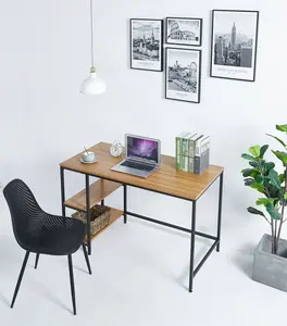 Bureau d'ordinateur bon marché de style industriel de conception moderne simple avec bibliothèque Table de PC d'angle en bois pour le bureau à domicile