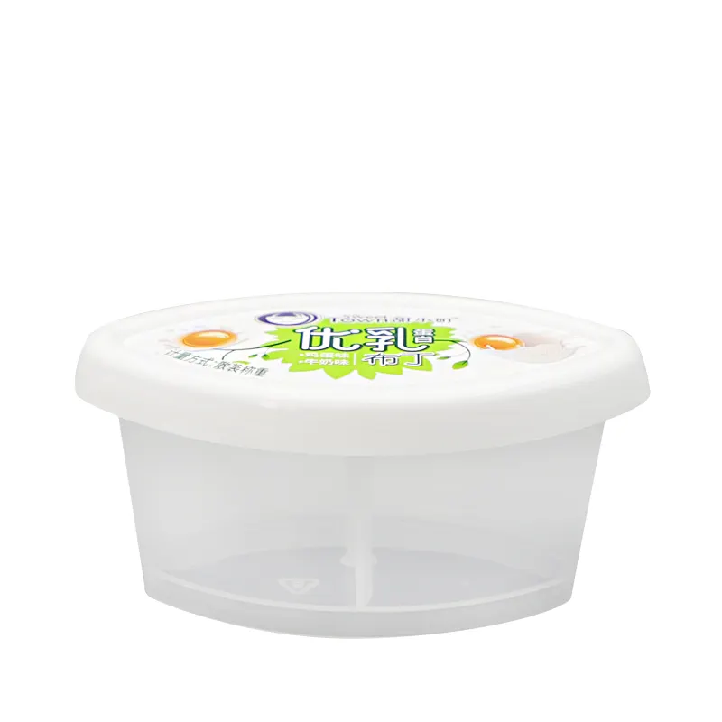 IML vaso de yogur de plástico CX043B 80ml vaso de pudín de plástico con tapa caja doble embalaje de helado