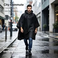 Poncho de pluie unisexe de qualité supérieure, capuche réglable avec cordon de serrage, boutons-pression, coupe-vent, EVA, noir, bleu royal