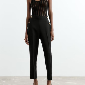 Pantaloni HanOu donna 2022 estate nuovi prodotti stile europeo e americano moda retrò All-match pantaloni Casual a vita alta - Product Image 3