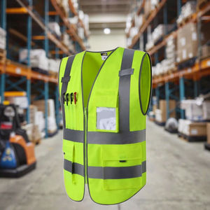 Logotipo personalizable Chaleco reflectante de construcción de poliéster de alta visibilidad Ropa DE SEGURIDAD impermeable para trabajadores mejorados - Product Image 4