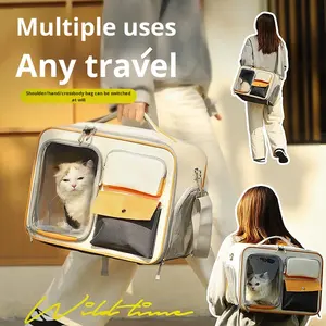 पोर्टेबल बिल्ली और कुत्ते यात्रा बैग स्ट्रिप्ड एवा pvc पालतू ट्रॉली जिपर बंद फैशनेबल विरोधी तनाव बैकपैक - Product Image 2