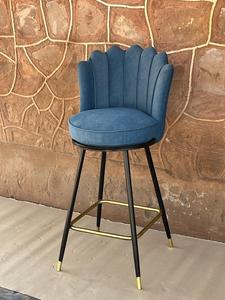 Luxury Colorful Flower Shape bar <b>Stool</b> Velvet Fabric bar Chair with Metal Gold Legs - Product Image 1